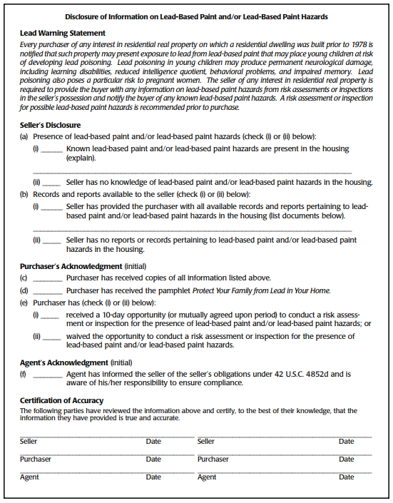 federal lead disclosure 