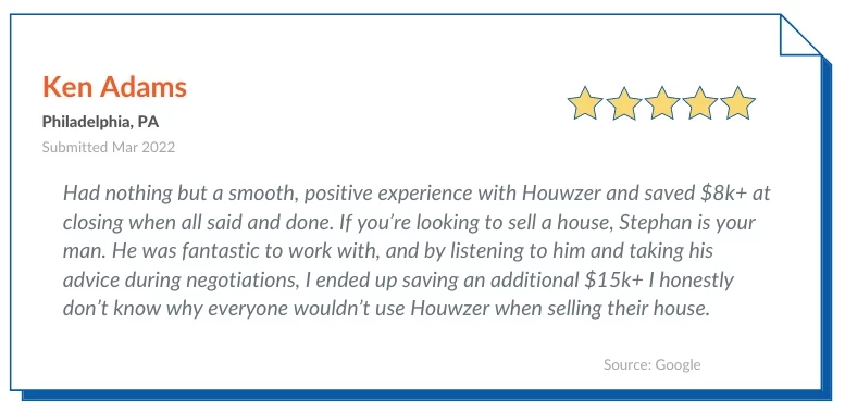 Houwzer Reviews by Ken Adams. Had nothing but a smooth, positive experience with Houwzer and saved $8k+ at closing when all said and done. If you’re looking to sell a house, Stephan is your man. He was fantastic to work with, and by listening to him and taking his advice during negotiations, I ended up saving an additional $15k+ I honestly don’t know why everyone wouldn’t use Houwzer when selling their house.
