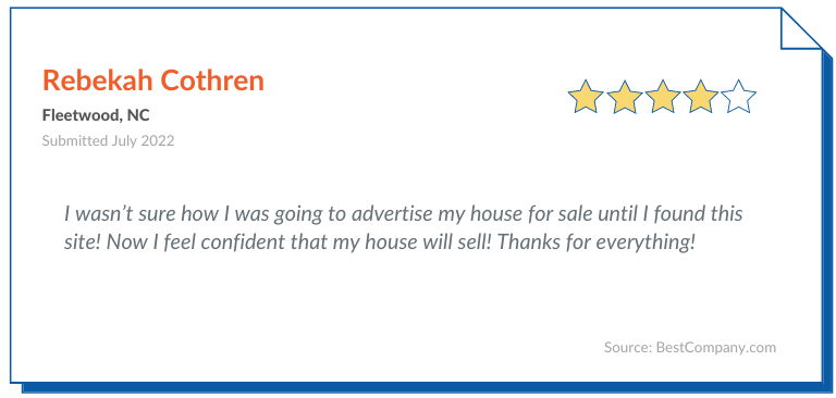 ForSaleByOwner.Com Reviews: Rebekah mentioned in her for sale by owner review, how they helped her finding the best fit for listing her house for free.