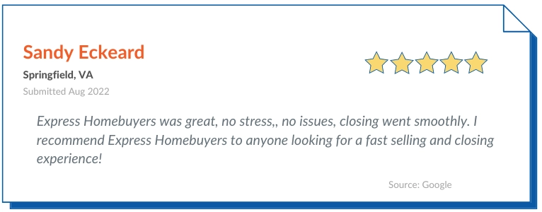 Express homebuyers Reviews positive 1- Express Homebuyers was great, no stress,, no issues, closing went smoothly. I recommend Express Homebuyers to anyone looking for a fast selling and closing experience!