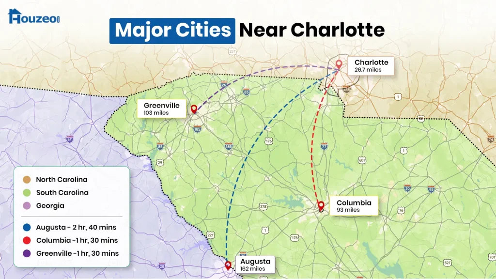 cities around charlotte north carolina