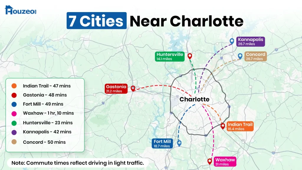 cities in north carolina near charlotte