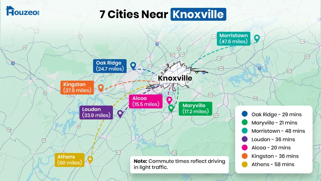 map knoxville tn surrounding areas